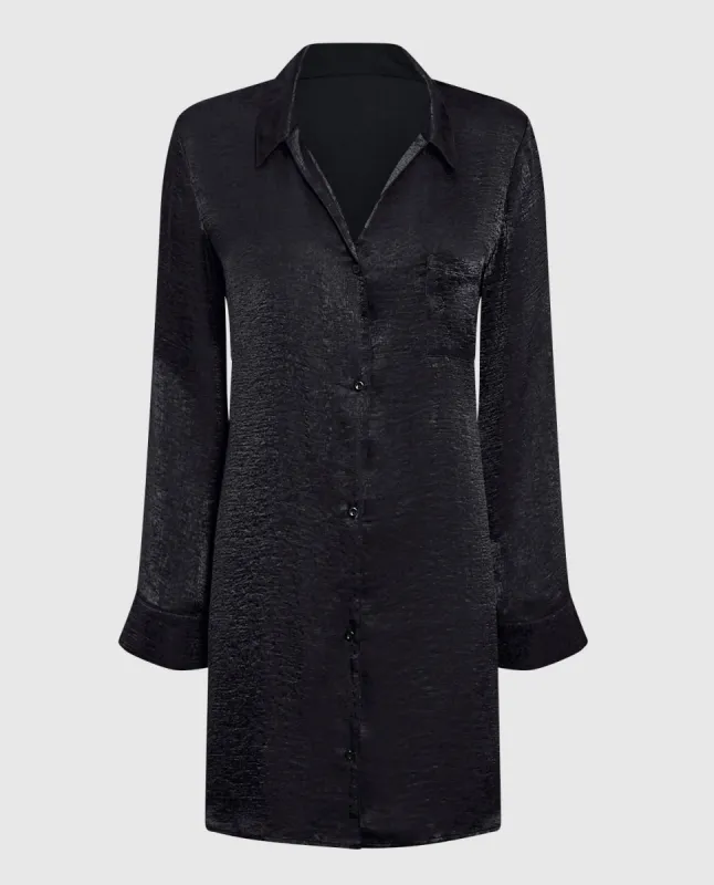 Satin Sleepshirt in Smoulder Black sold by La SENZA
