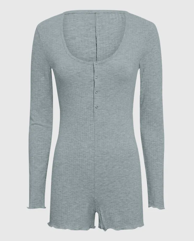Long Sleeve Ribbed Onesie in Cool Gray sold by La SENZA