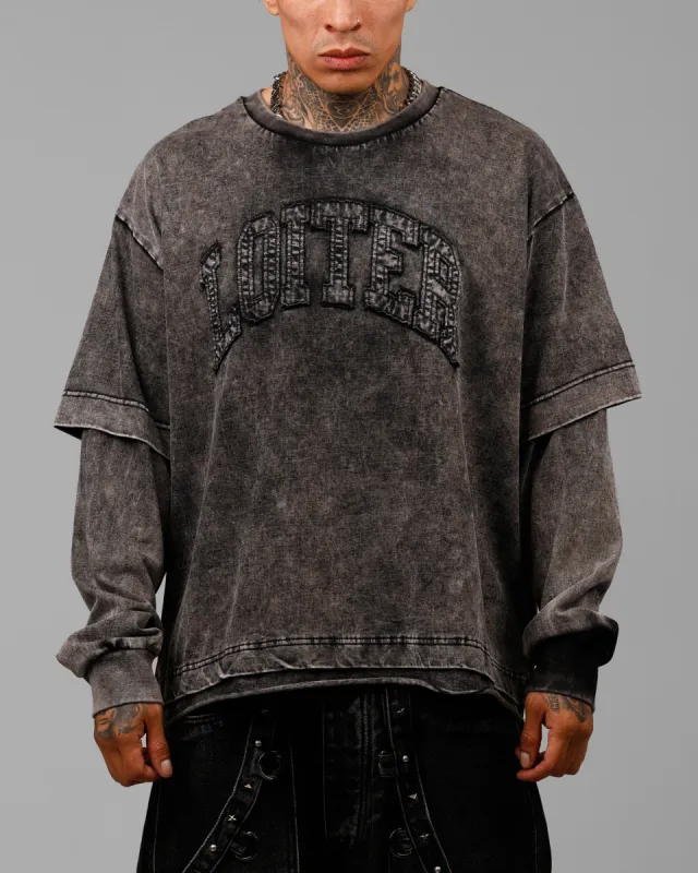 Loiter Impact Long Sleeve T-Shirt Washed Black/White sold by Culture Kings