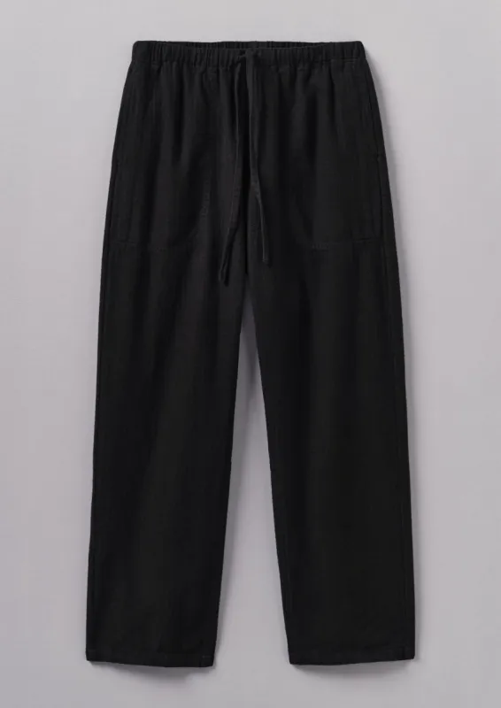 Brushed Cotton Linen Herringbone Trousers | Slate sold by TOAST