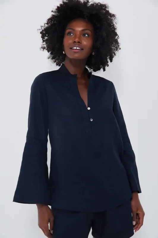 Navy Linen Eleuthera Popover sold by Tuckernuck