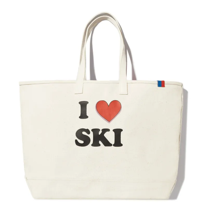 The Over the Shoulder I Love Ski Tote - Canvas sold by Kule