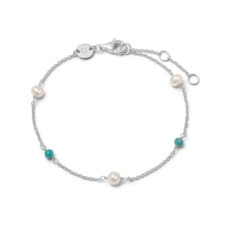 Pearl And Blue Bead Bracelet Sterling Silver sold by Daisy Jewellery