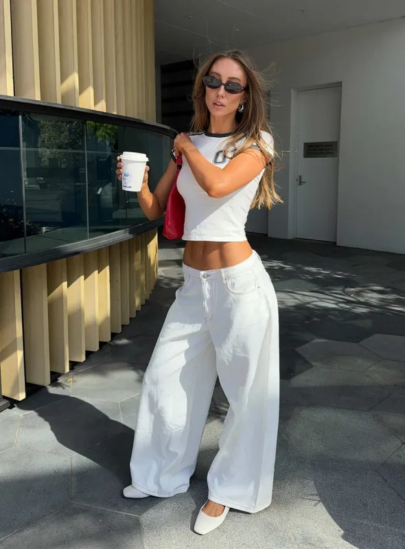 Naylor Wide Leg Jeans Cream Tall sold by Princess Polly