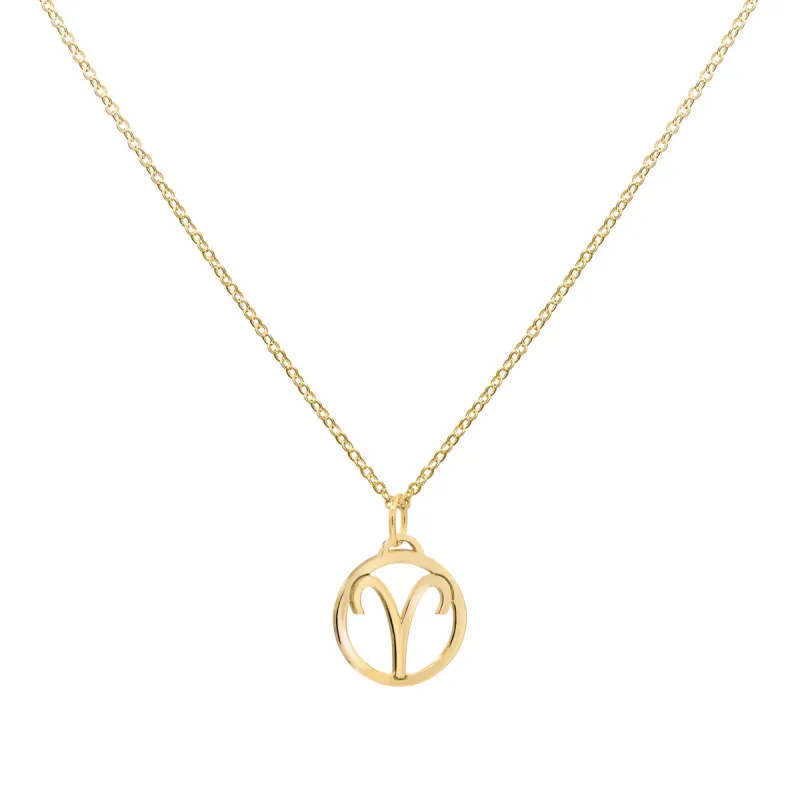 Flat Aries Pendant with Classic Chain in 14k Gold sold by Haverhill