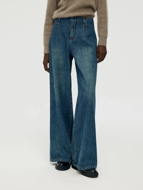 Wide Leg Women Fleece Lined Jeans sold by Goelia
