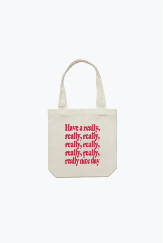 Really Nice Day Tote Bag - White sold by Peace-Collective