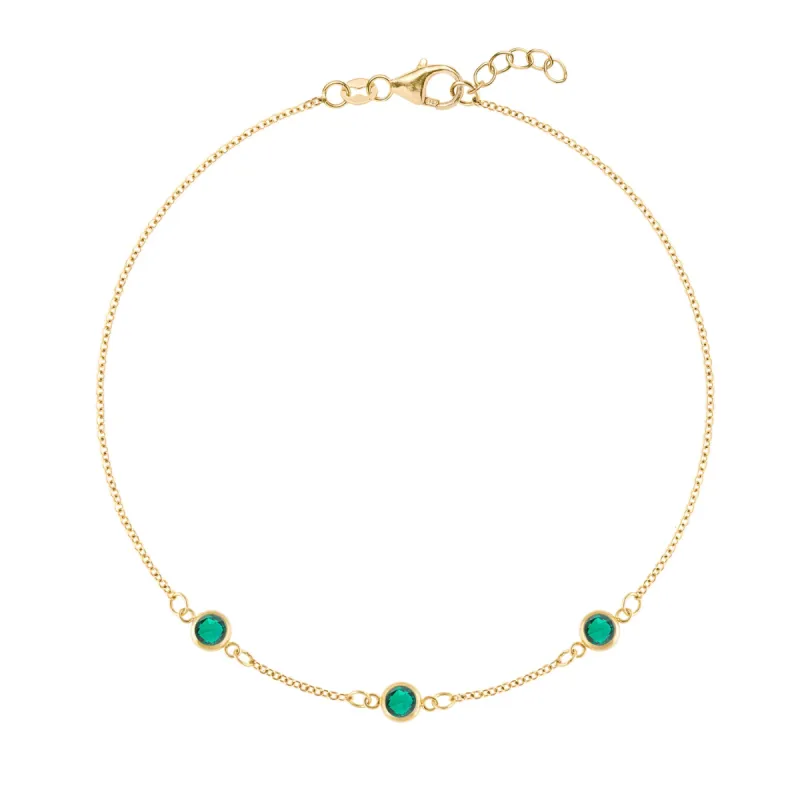 Bayberry 3 Emerald Bracelet in 14k Gold (May) sold by Haverhill