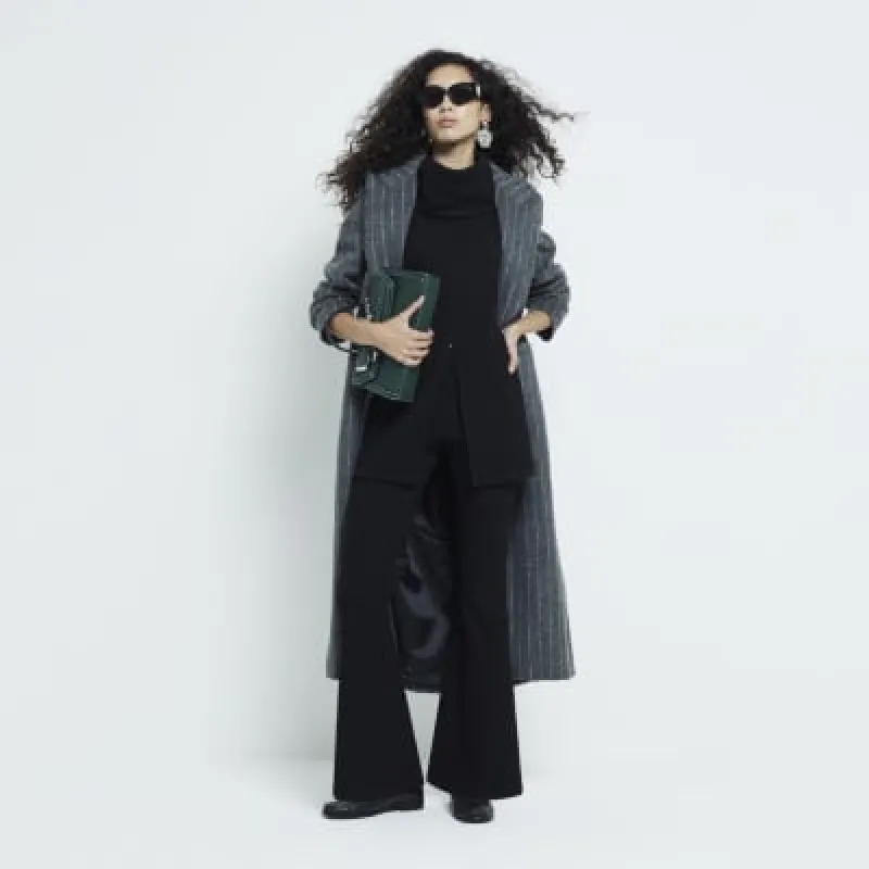 Black Wide Leg Texture Trousers sold by River Island
