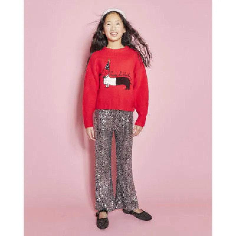 Girls Red Sausage Dog Christmas Jumper sold by River Island