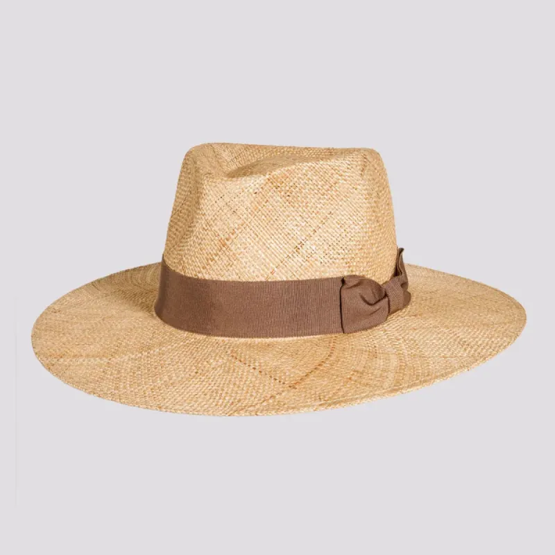 Sorrento | Mens Woven Bao Straw Teardrop Fedora Hat sold by American Hat Makers