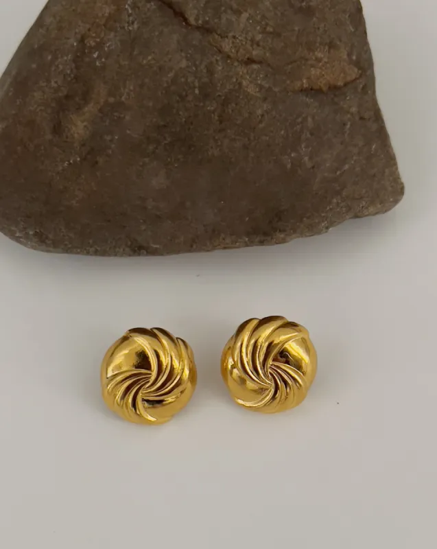 Button Vintage Gold Earrings 24K Gild sold by Banks Jewelry