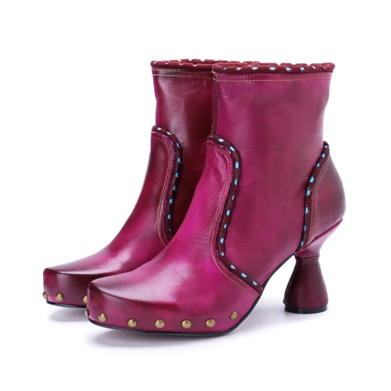 Handmade Leather Chic Color Ankle Boots sold by superladystar
