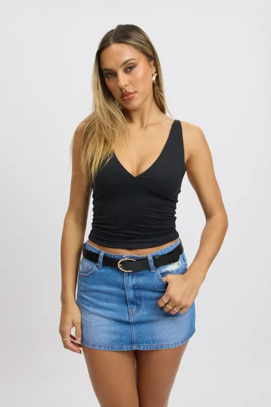 Blue Mini Skirt Mid Rise Regular Fit sold by Ally Fashion