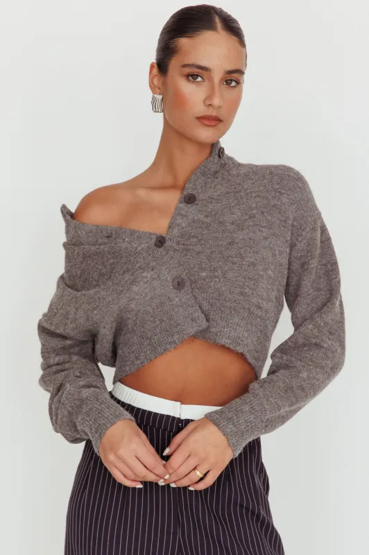 Netherlands Drop Shoulder Crop Cardigan Grey sold by Selfie Leslie