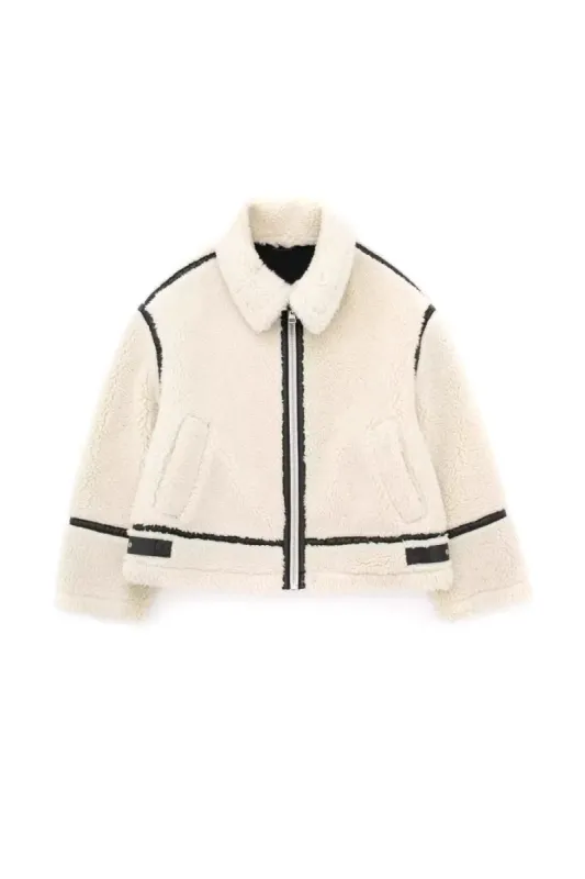 ‘Alaina’ Faux Fur Sherpa-Lined Jacket sold by Goodnight Macaroon