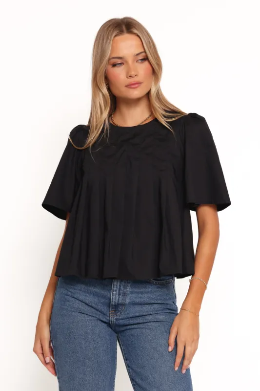 Geneva Pleated Top - Black sold by Petal & Pup