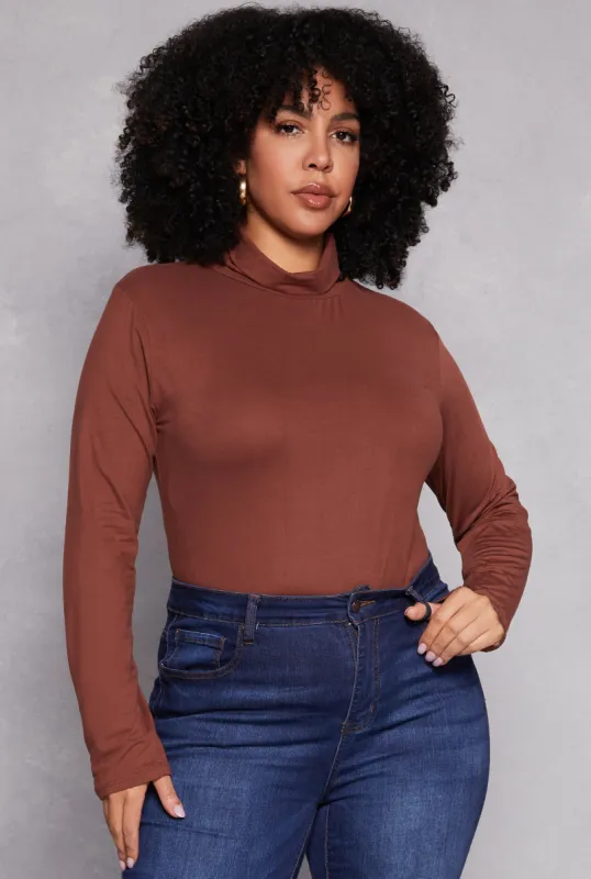 Plus Size Basic Soft Knit Turtleneck Top sold by Rainbow