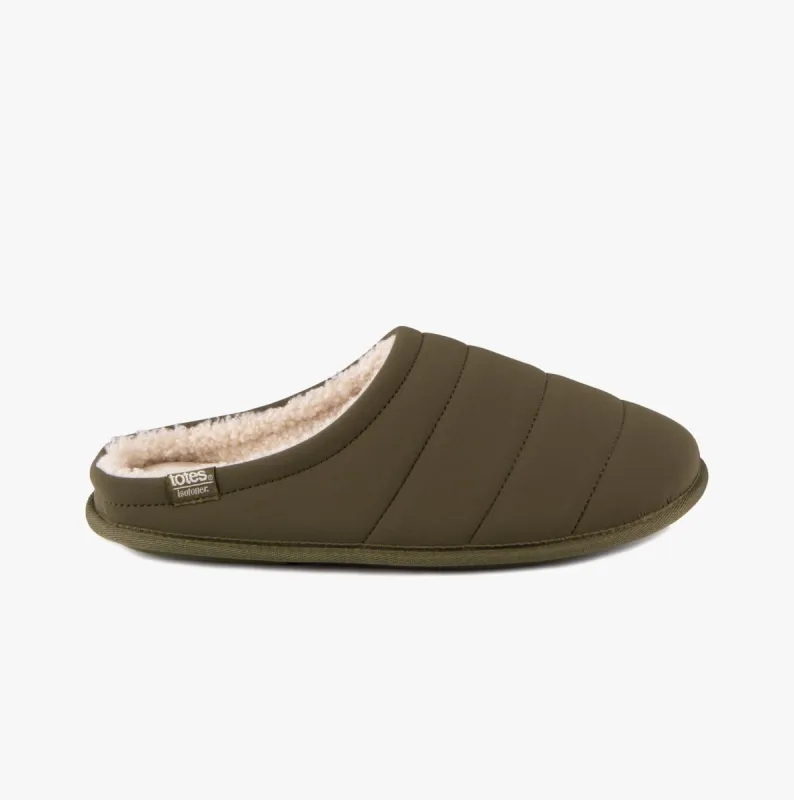 SPORT QUILTED MULE WITH COSY LINING Mens Mule Slippers Khaki sold by Shuperb