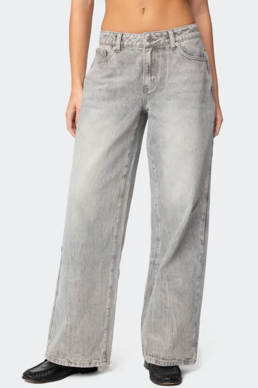 Magda Low Rise Acid Wash Jeans sold by Edikted