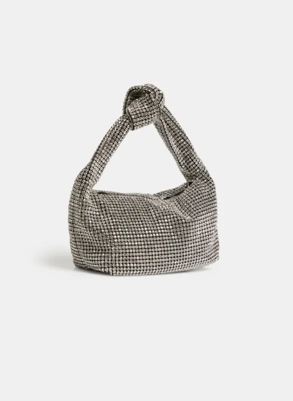 Knotted Handle Rhinestone Detail Bag sold by Laura
