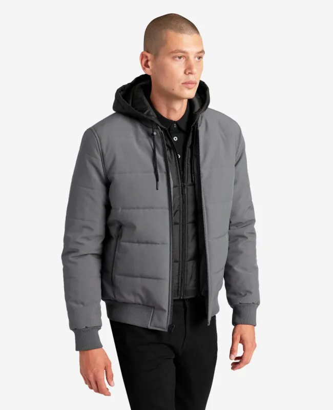 Oxford Detachable Hooded Bomber Jacket sold by Kenneth Cole