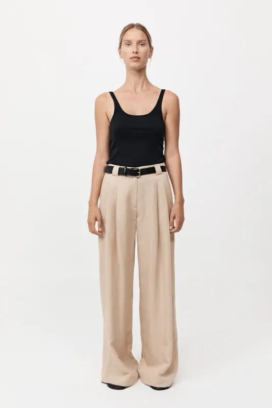 Wide Leg Pleat Pants - Dune sold by St. Agni