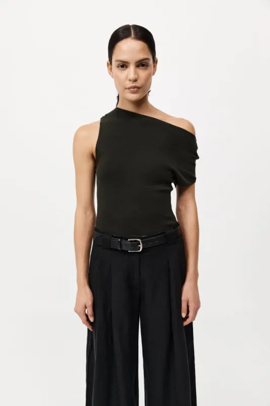 Asymmetric Knit Top - Basil sold by St. Agni