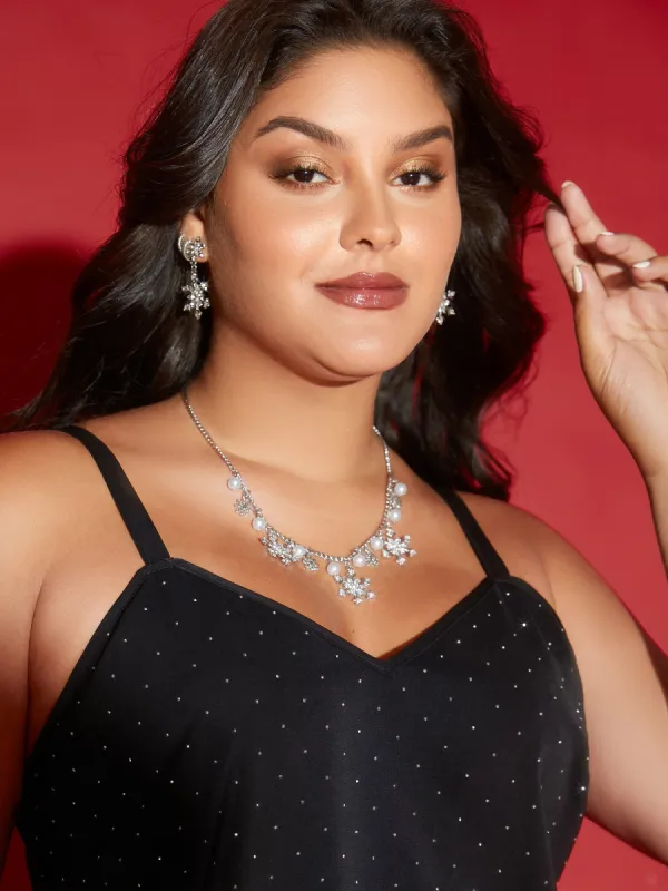 Snowflakes Zircon Necklace and Earrings sold by Bloomchic