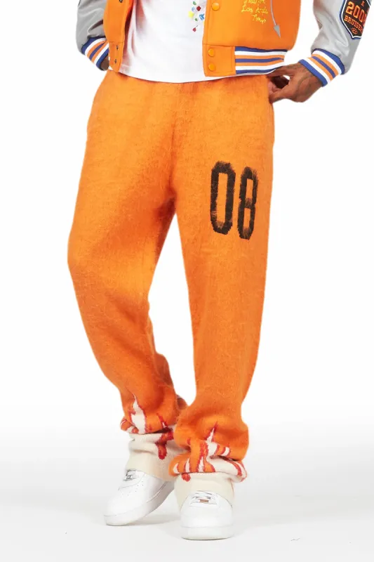 Holger Orange/Cream Graphic Stacked Flare Mohair Track Pant sold by Rockstar Original