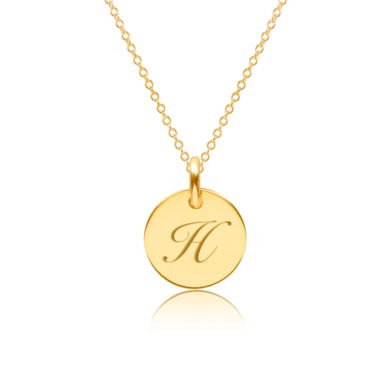 14k Gold Script Initial Circle Necklace (1-2 Circles) sold by Tiny Tags