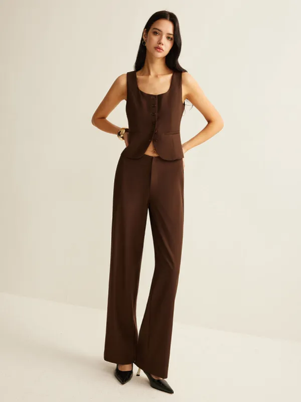 High-Waist Straight Pants sold by COMMENSE