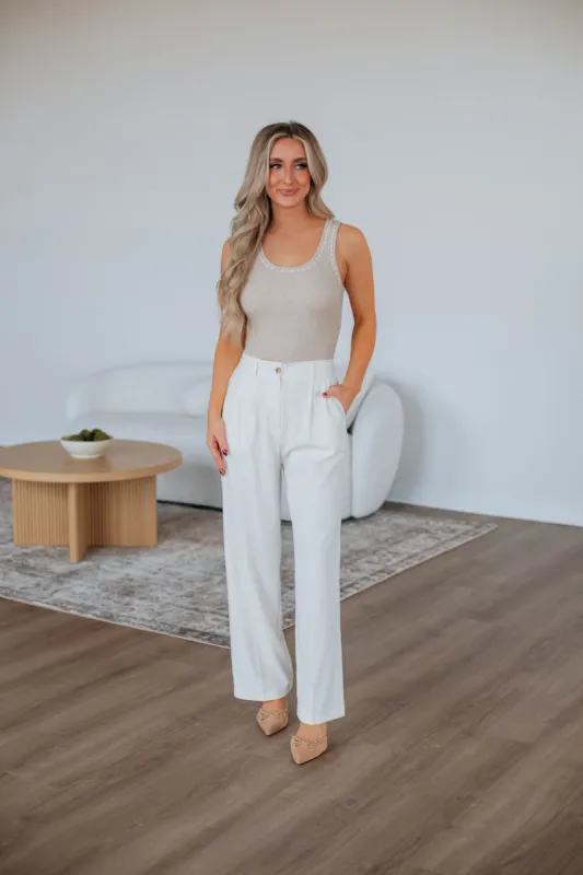 Kendra Trousers - Ivory sold by Wild Oak Boutique