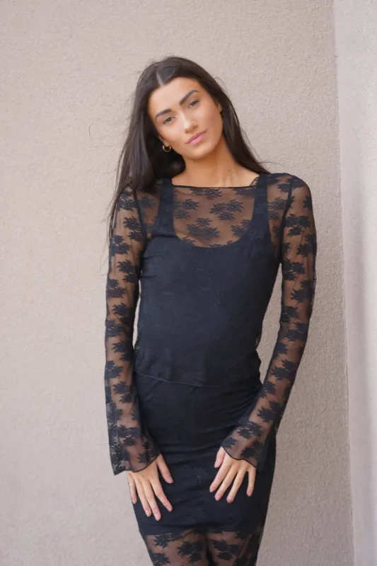 Black Lace Long Sleeve sold by Uforia Muse