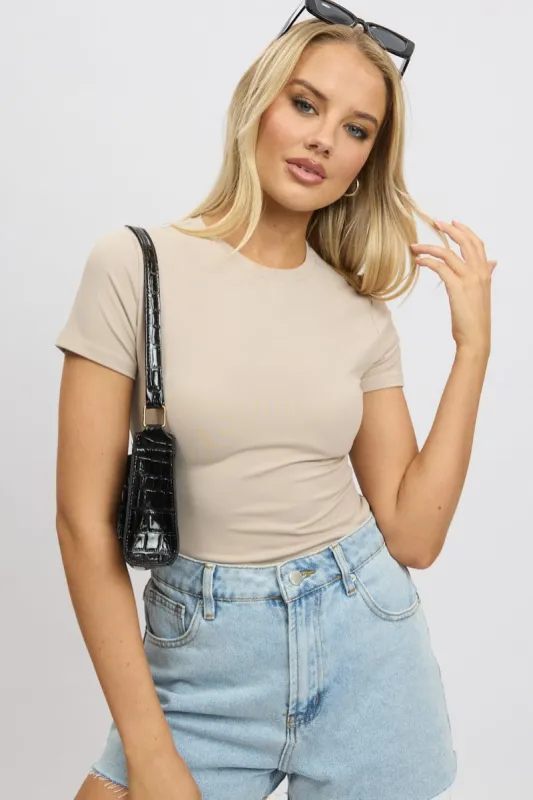 Brown T shirt Short Sleeve Crew Neck Supersoft sold by Ally Fashion