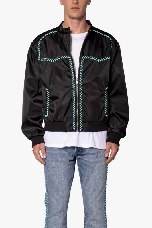 Turquoise Studded Snap Jacket - Black sold by MNML