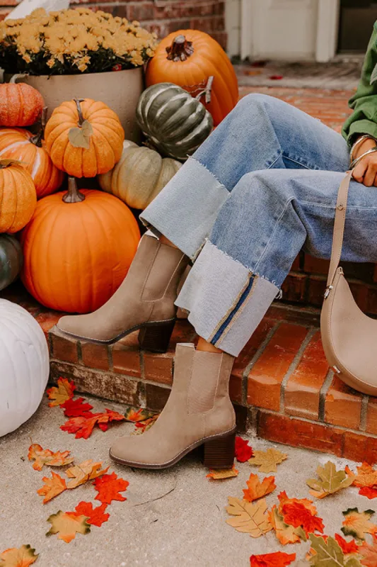 The Autumn Faux Nubuck Bootie in Taupe sold by Impressions