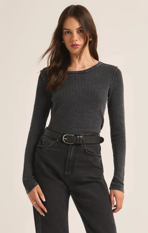 Z-Supply Arlet Thermal Long Sleeve Top - JET BLACK sold by Sun Diego Boardshops
