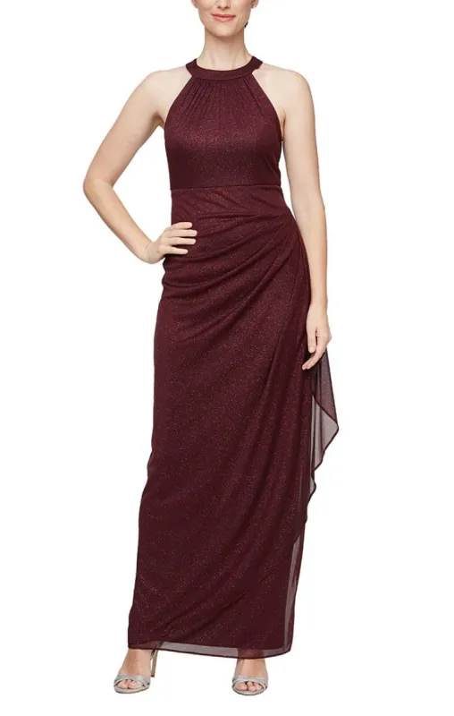 Alex Evenings Glitter Mesh Halter Neck Evening Dress 8133106 sold by Terry costa