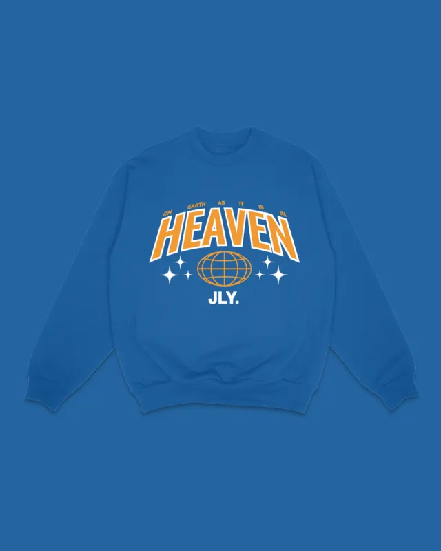 "Heaven On Earth" Crewneck || Royal sold by Jesus Loves You