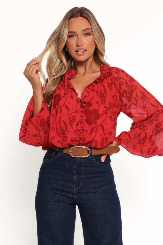 Marni Top - Red Floral sold by Petal & Pup