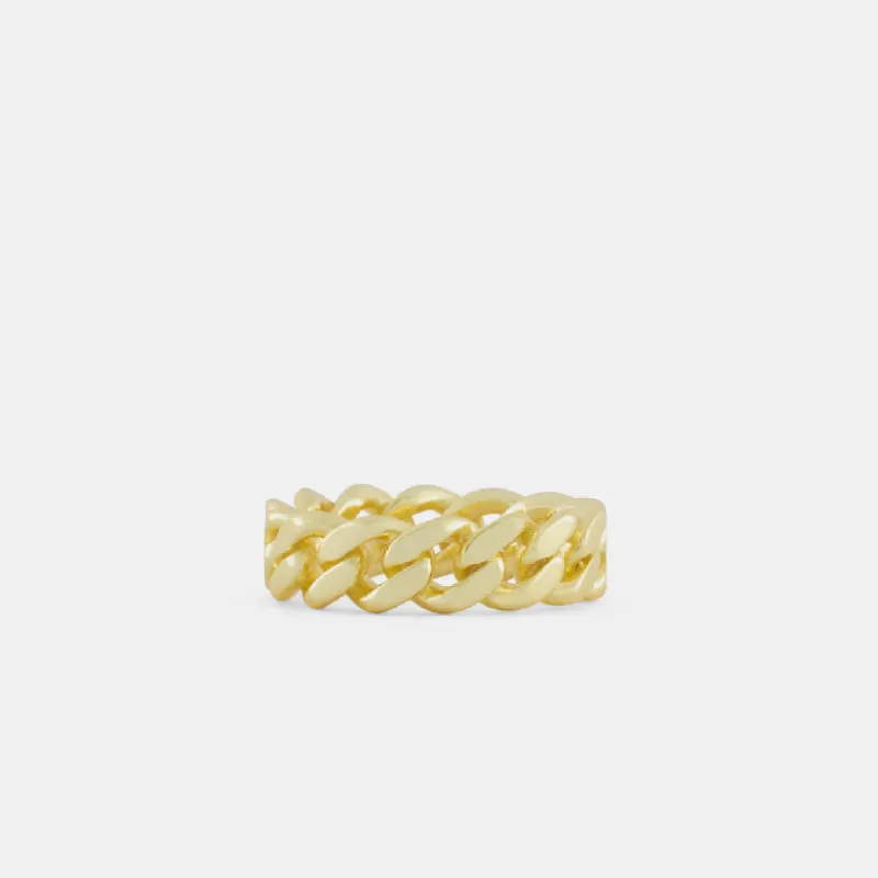 Gold Cuban Link Ring ( Sterling Silver ) sold by EQVVS