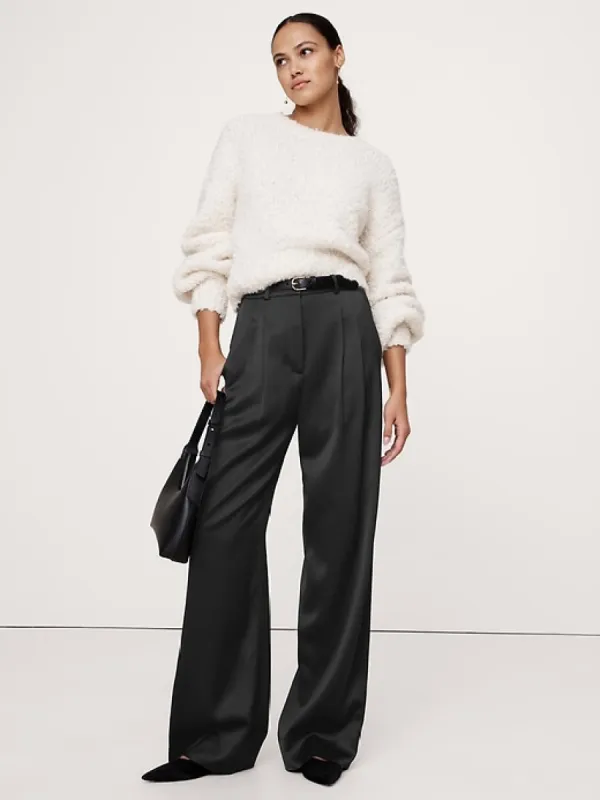 High-Rise Wide-Leg Italian Satin Pant sold by Banana Republic