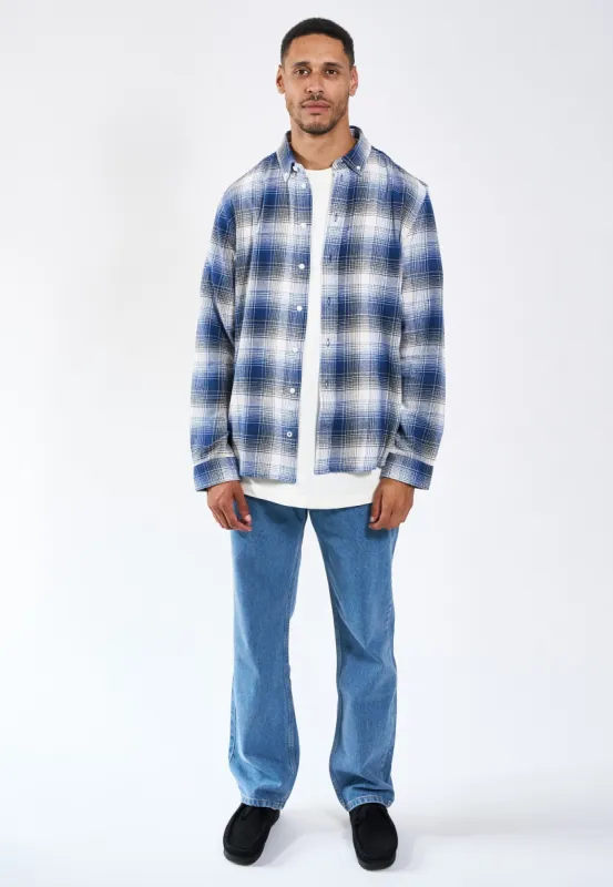 Humphrey Flannel Check 01 Shirt - Cobalt Blue sold by Legends