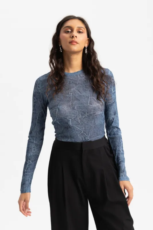 Long Sleeve Crewneck Blouse - Denim sold by Social Studies Shop