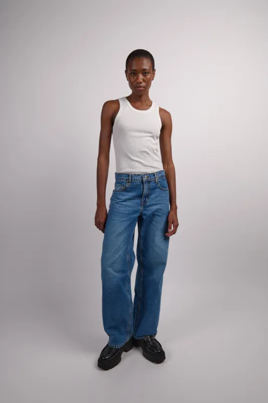 Avril Low Slouchy Wide Leg Jean - Moment Mid Blue sold by Social Studies Shop