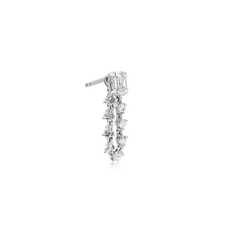 White Gold Illusion chain earrings - SINGLE (half pair) sold by Meira T