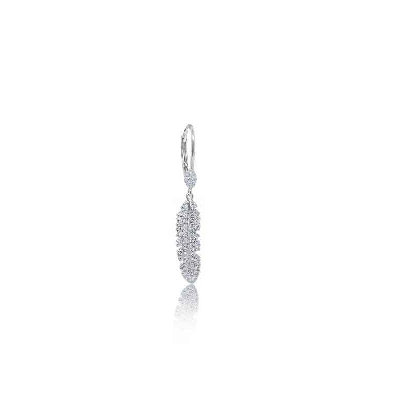 Diamond Feather Earrings - SINGLE (half pair) sold by Meira T