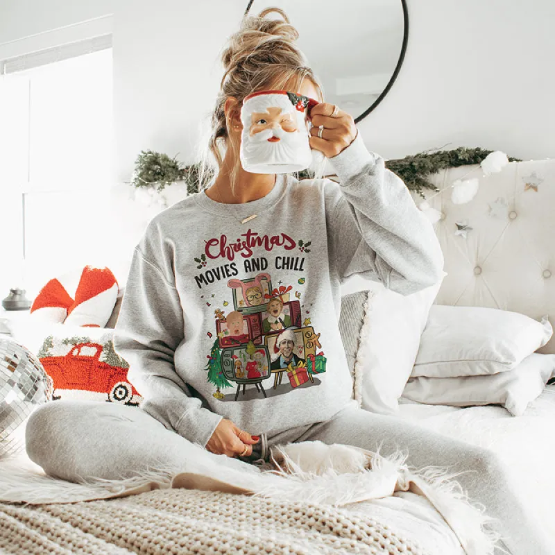 Christmas Movies And Chill Crewneck Sweatshirt sold by Alley and Rae