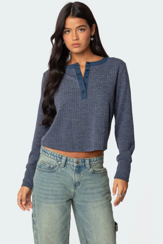 Ruth Henley Waffle Top sold by Edikted